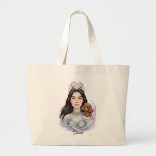 Bolsa Tote Grande Menina de Câncer com Poodle – Horóscopo Zodiacal