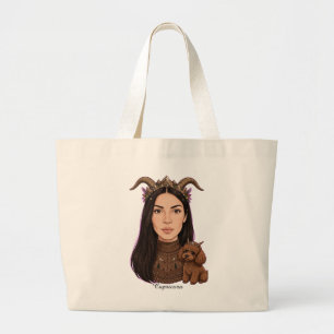 Bolsa Tote Grande Menina de Capricórnio com Poodle – Horóscopo Zodia