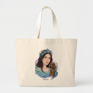 Bolsa Tote Grande Menina de Peixes com Poodle – Horóscopo Zodiacal