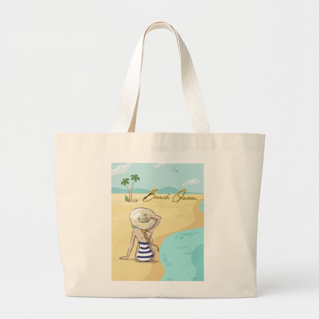 Bolsa Tote Grande menina de praia (Frente)