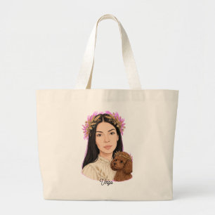 Bolsa Tote Grande Menina de Virgem com Poodle – Horóscopo Zodiacal
