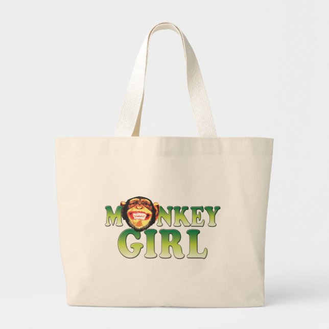 Bolsa Tote Grande Menina do macaco (Frente)