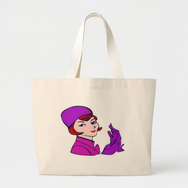 Bolsa Tote Grande Menina Secretária dos anos 60 (Frente)