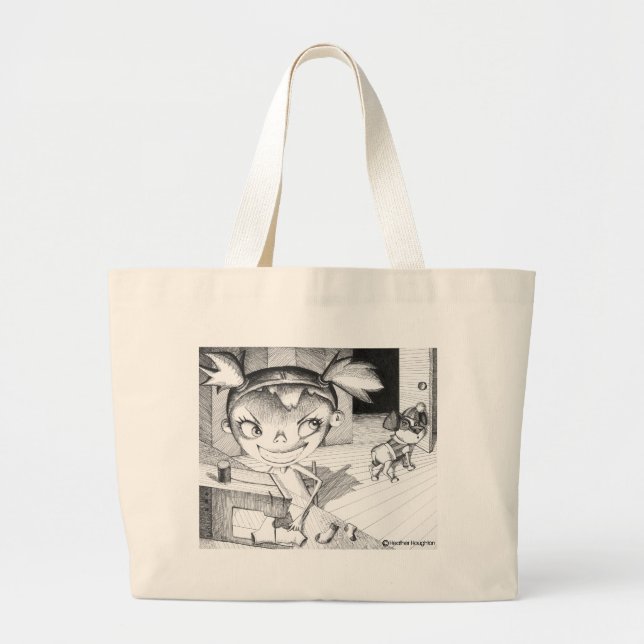 Bolsa Tote Grande Menina Sewing louca (Frente)