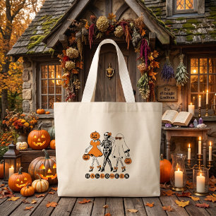 Bolsa Tote Grande Meninas de Halloween Fofas Esqueleto Fantasma Abób