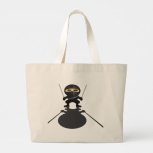 Bolsa Tote Grande Menino Ninja Fofo Anime Guerreiro Katana Dupla Jum