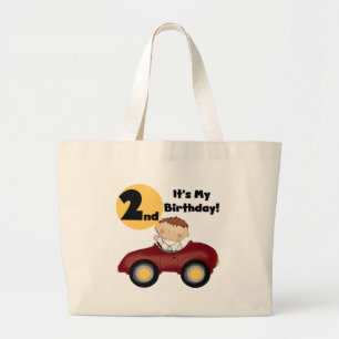 Bolsa Tote Grande Menino no camiseta e em presentes vermelhos do