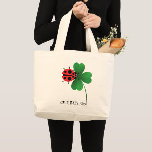 Bolsa Tote Grande Menino vermelho-branco-escaravelho-de-folha-sortud