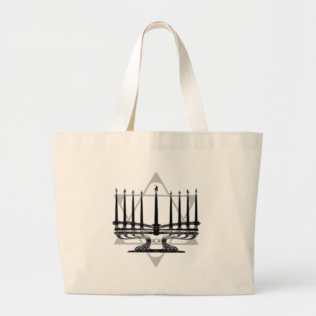 Bolsa Tote Grande Menorah e estrela (Frente)