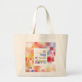 Bolsa Tote Grande Mensagem - mantenha seu coração feliz