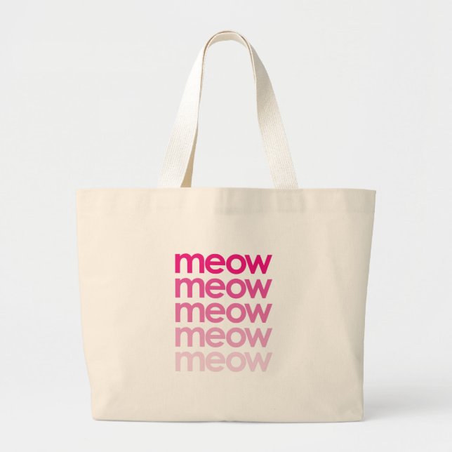 Bolsa Tote Grande meow do meow do meow do meow (Frente)