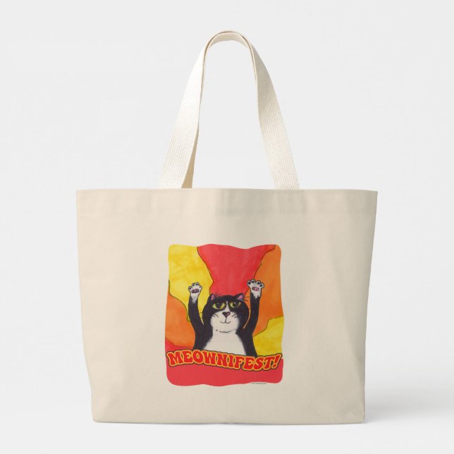 Bolsa Tote Grande Meownifest Epic Cat Elogia Legal Arte de Slogan (Verso)