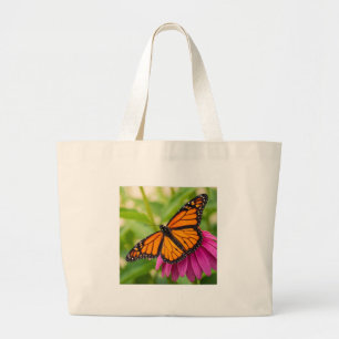 Bolsa Tote Grande Mercado de Borboletas e Flores Caprichosas