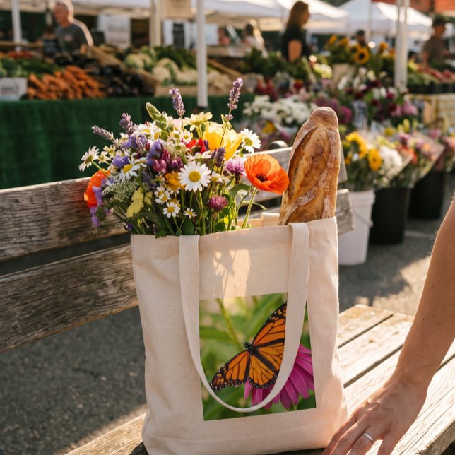 Bolsa Tote Grande Mercado de Borboletas e Flores Caprichosas (Criador carregado)