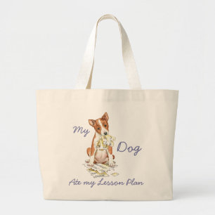 Bolsa Tote Grande Meu Basenji Comeu Meu Plano De Lição