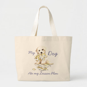 Bolsa Tote Grande Meu Bichon Frise Comeu Meu Plano De Lição Grande S