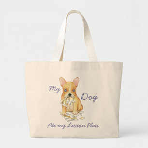 Bolsa Tote Grande Meu Bulldog Francês Comeu Meu Plano De Lição