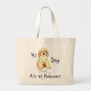 Bolsa Tote Grande Meu Cocker Spaniel Comeu Meu Trabalho De Casa