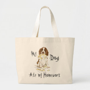 Bolsa Tote Grande Meu Espaniel Inglês Springer Comeu Minha Casa