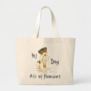 Bolsa Tote Grande Meu Fox Terrier do fio comeu meus trabalhos de