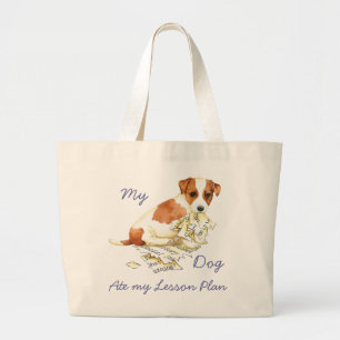 Bolsa Tote Grande Meu Russell Terrier comeu meu plano de aula