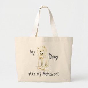 Bolsa Tote Grande Meu Samoyed Comeu Meu Trabalho De Casa