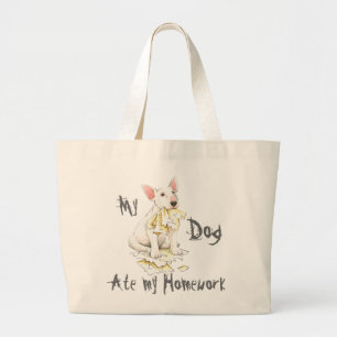 Bolsa Tote Grande Meu Touro Terrier Comeu Minha Casa