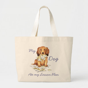 Bolsa Tote Grande Meu velho Dachshund Comeu meu Plano de Lição