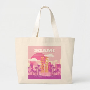Bolsa Tote Grande Miami Beach, Miami Viagem Art, Preppy Room, rosa