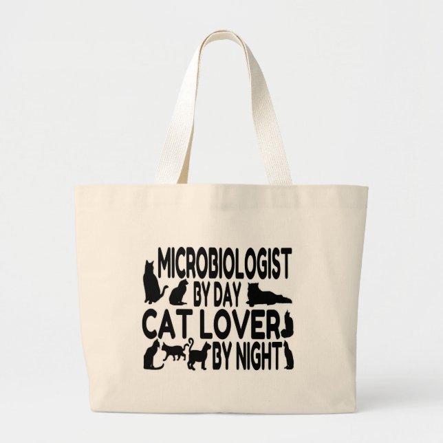 Bolsa Tote Grande Microbiólogo Cat Lover (Frente)
