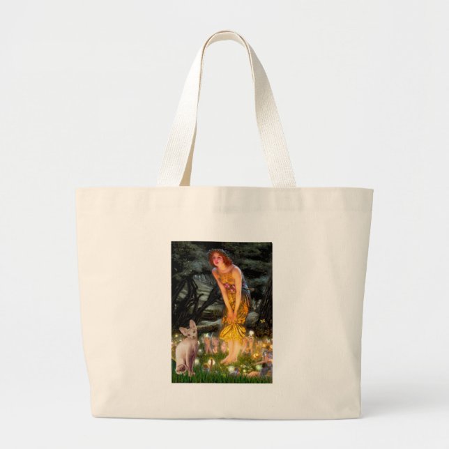 Bolsa Tote Grande MidEve - Gato Sphynx creme (Frente)