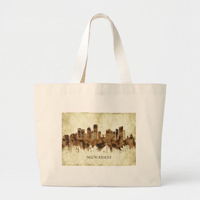 Bolsa Tote Grande Milwaukee Wisconsin Cityscape (Frente)