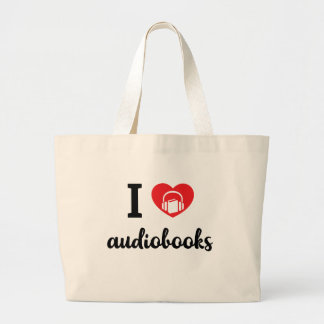 Bolsa Tote Grande Mim coração Audiobooks (design preto)