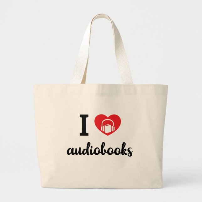 Bolsa Tote Grande Mim coração Audiobooks (design preto) (Frente)