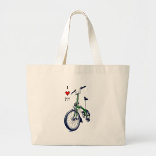 Bolsa Tote Grande Mim coração meu Brompton (verde)