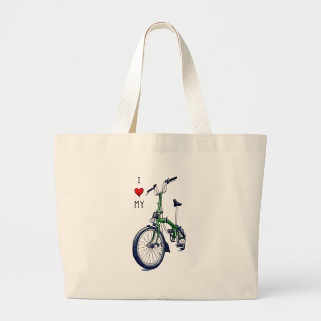 Bolsa Tote Grande Mim coração meu Brompton (verde) (Frente)