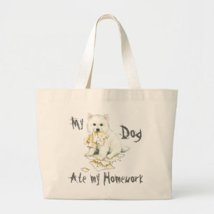 Bolsa Tote Grande Minha Eskie Comeu Meu Trabalho De Casa