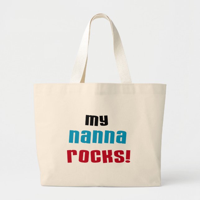 Bolsa Tote Grande Minha Nanna Rocks T shirts e presentes (Frente)