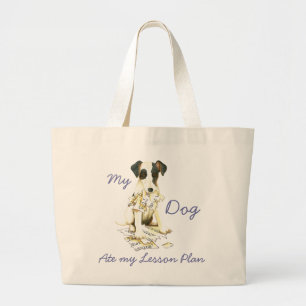 Bolsa Tote Grande Minha Raposa Suave Terrier Comeu Meu Plano De Liçã