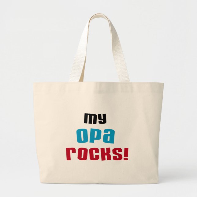 Bolsa Tote Grande Minhas camisetas e presentes do Opa Rocks (Frente)