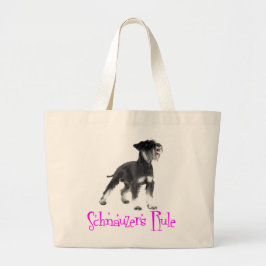 Bolsa Tote Grande Miniatura Schnauzer Cachorrinho Fuchsia Amor Rosa