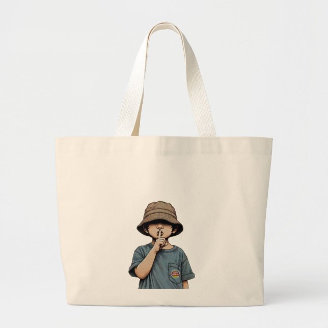 Bolsa Tote Grande Minimalist Boy Illustration Tote Bag  (Frente)