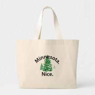 Bolsa Tote Grande Minnesota agradável. Período! (texto preto)