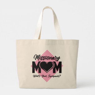 Bolsa Tote Grande Missionária Mãe Mórmon Mãe, cheque rosa Tote B