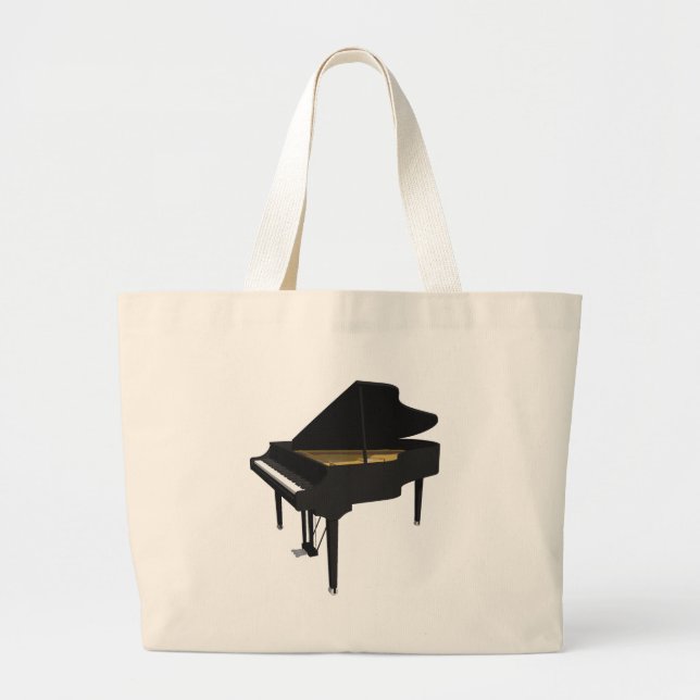 Bolsa Tote Grande  Modelo 3D:Grande Piano Preto: (Frente)