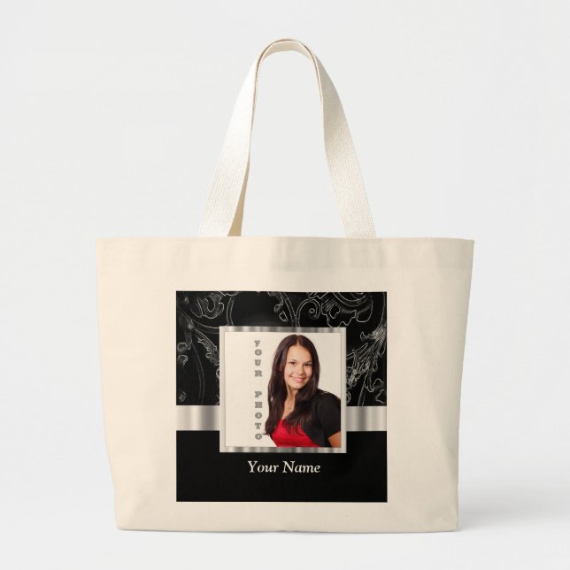 Bolsa Tote Grande Modelo de instagrância barroca negra (Frente)