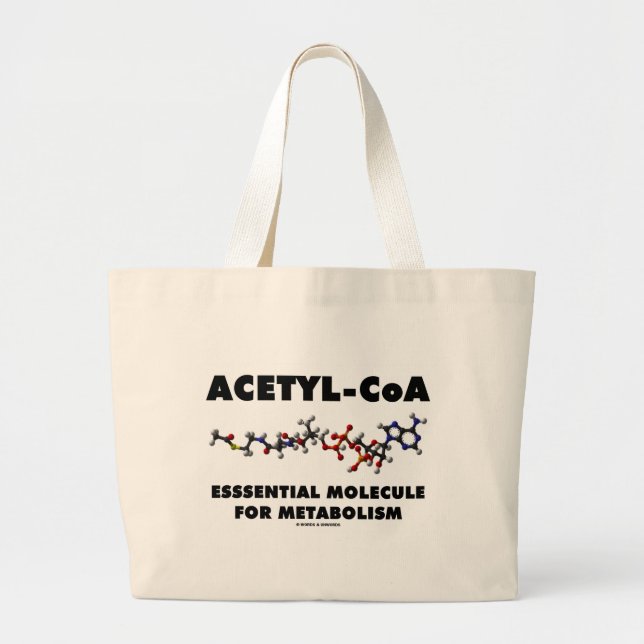 Bolsa Tote Grande Molécula Acetil-CoA essencial para o metabolismo (Frente)