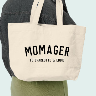 Bolsa Tote Grande Momager   Nomes de Crianças do Gerente de Mãe Mode