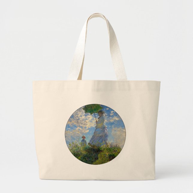 Bolsa Tote Grande Monet Mulher Guarda-Sol Impressionismo (Frente)