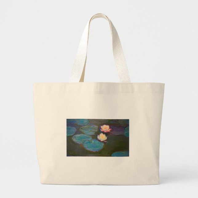 Bolsa Tote Grande Monet Water Lily Lily Pond Waterlily Painting (Frente)